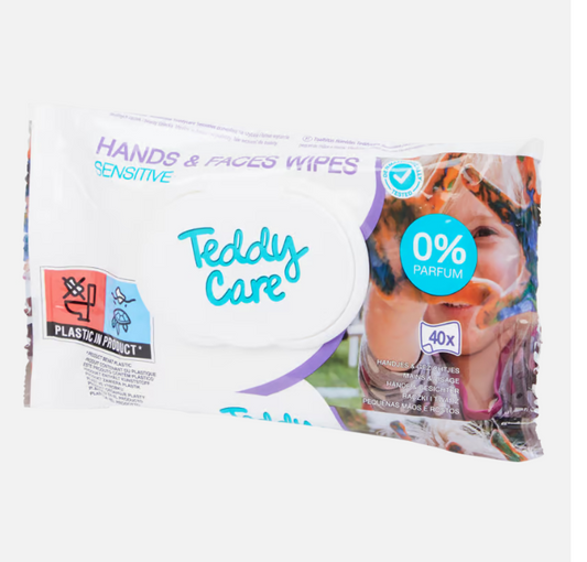 Lingettes visage et mains pour bébé Teddy Care Sensitive