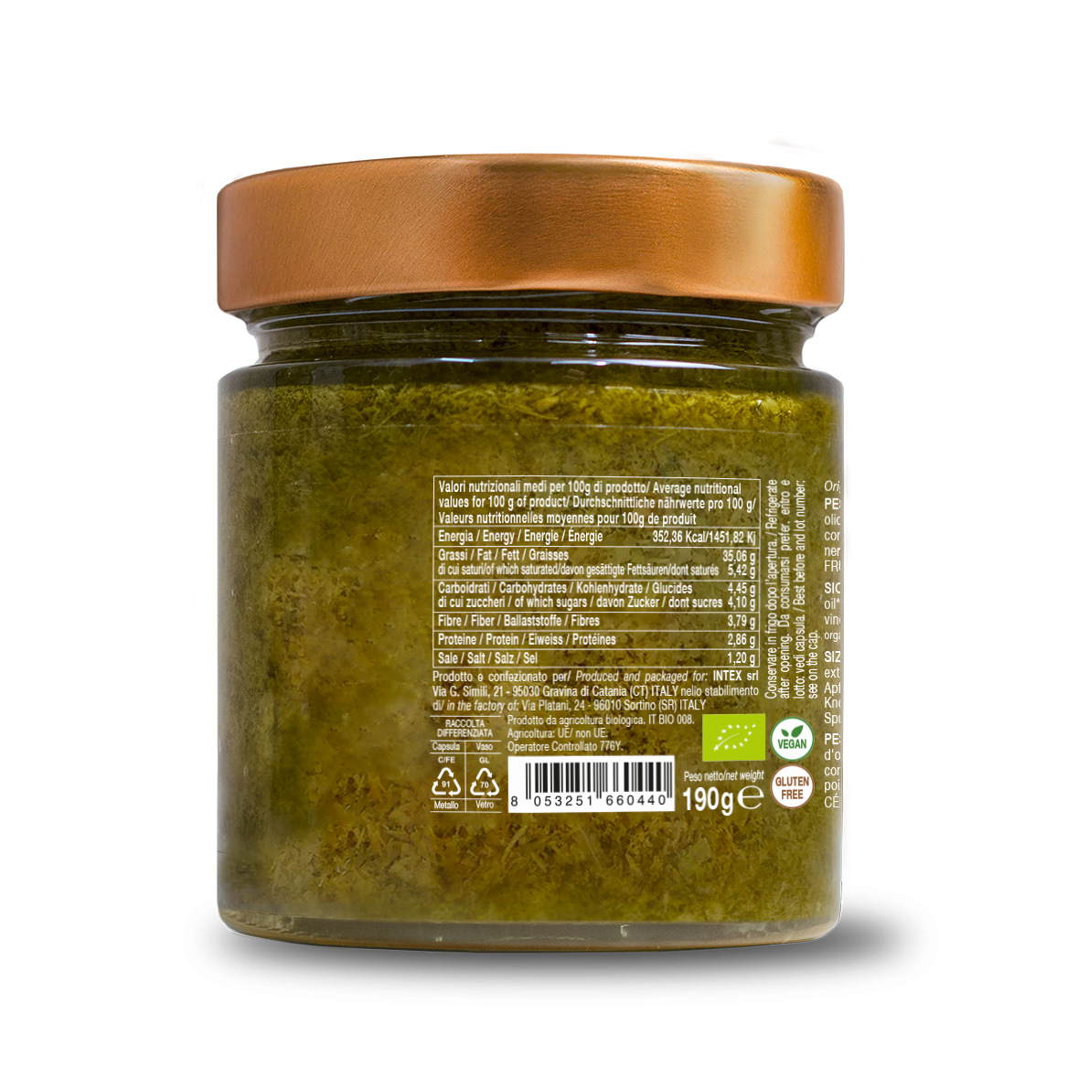 Pesto de basilic sicilien bio 190g