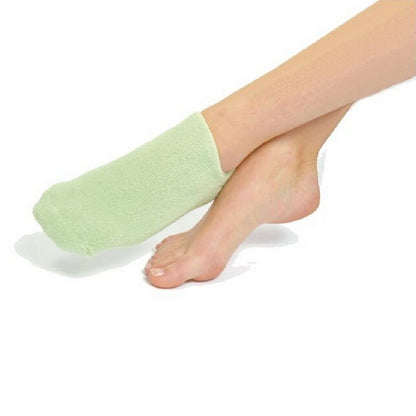 Chaussettes Vertes SPA Hydratantes - Gel aux Huiles de Jojoba et d’Olive, Vitamine E et Lavande - Contre les Pieds Secs et Craquelés, Redonne Douceur et Souplesse aux Pieds