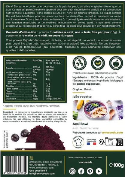 AÇAÏ EN POUDRE BIO 100G