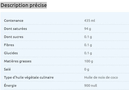 infos sur l'huile de coco